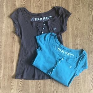 2 Old Navy Ribbed Button Up Tops